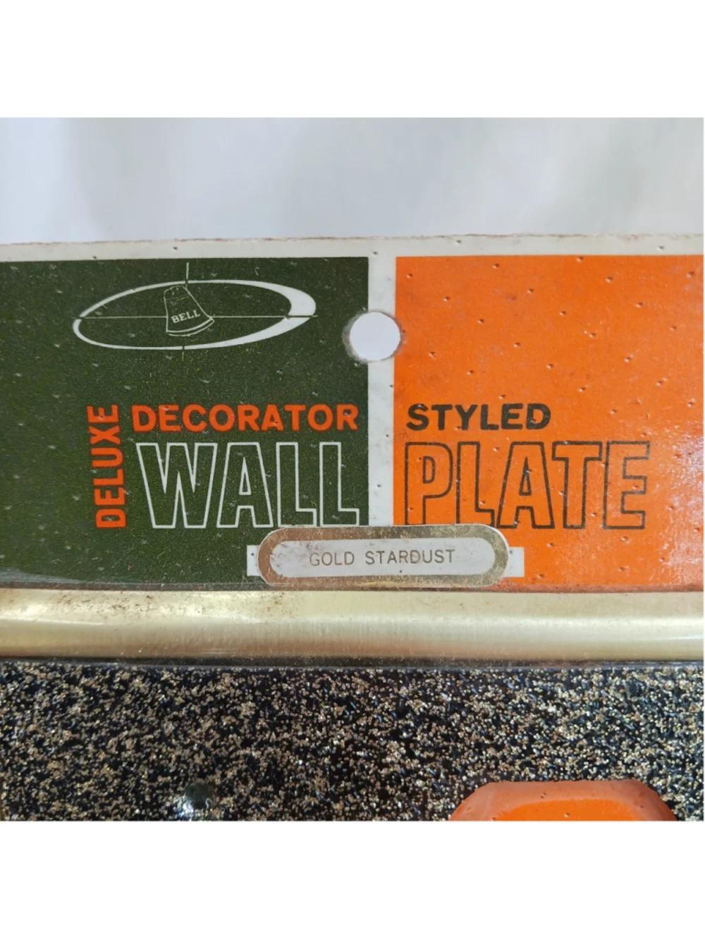 1961 MCM VTG Bell Electric Gold Stardust Decorator Wall Plate Deluxe NOS Switch
